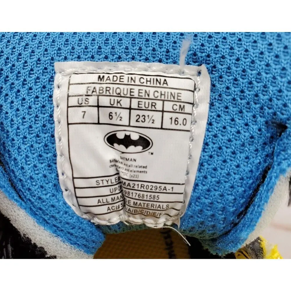 Batman Light Up Shoes Sneakers Toddler‎ Size 7 Black DC Comics Super Hero Gotham